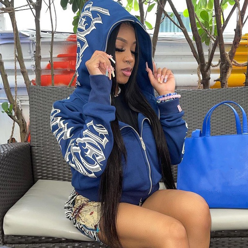 Women Crop Zip Hoodie Y2K Goth - Women'S Fashion Zip Hoodie 评论和价格