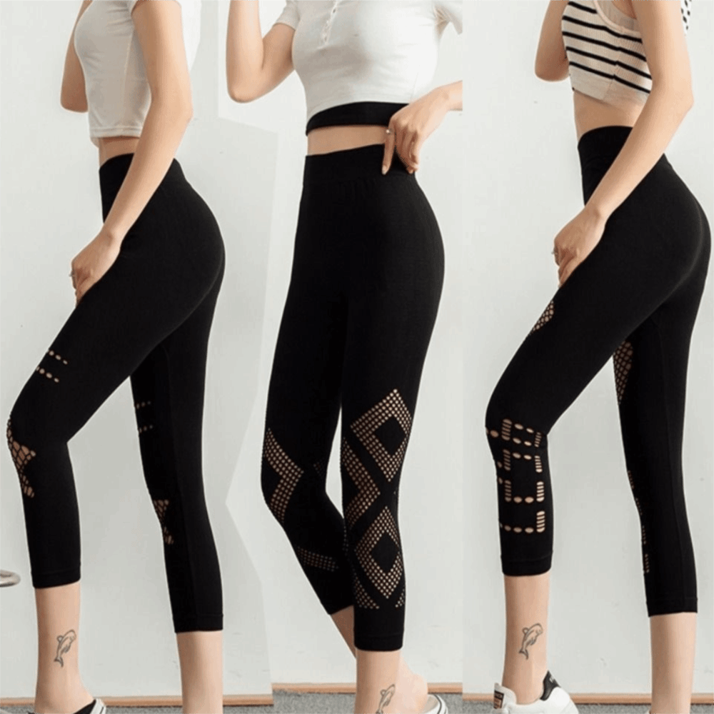 New Hollow Out Women's Mesh Le - High Waist Leggings 评论和价格