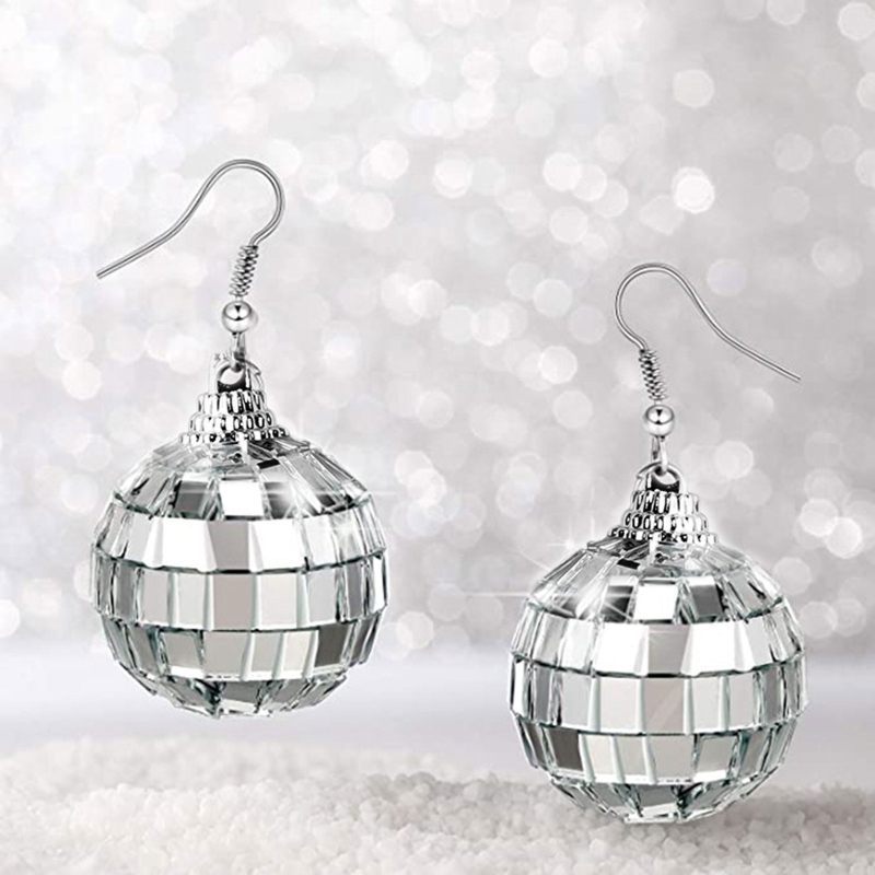 31BB Disco Ball Earrings Dangl - Women'S Fashion Of The 70S 评论和价格