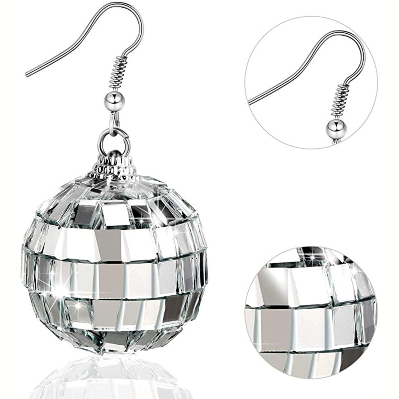 31BB Disco Ball Earrings Dangl - Women'S Fashion Of The 70S 评论和价格