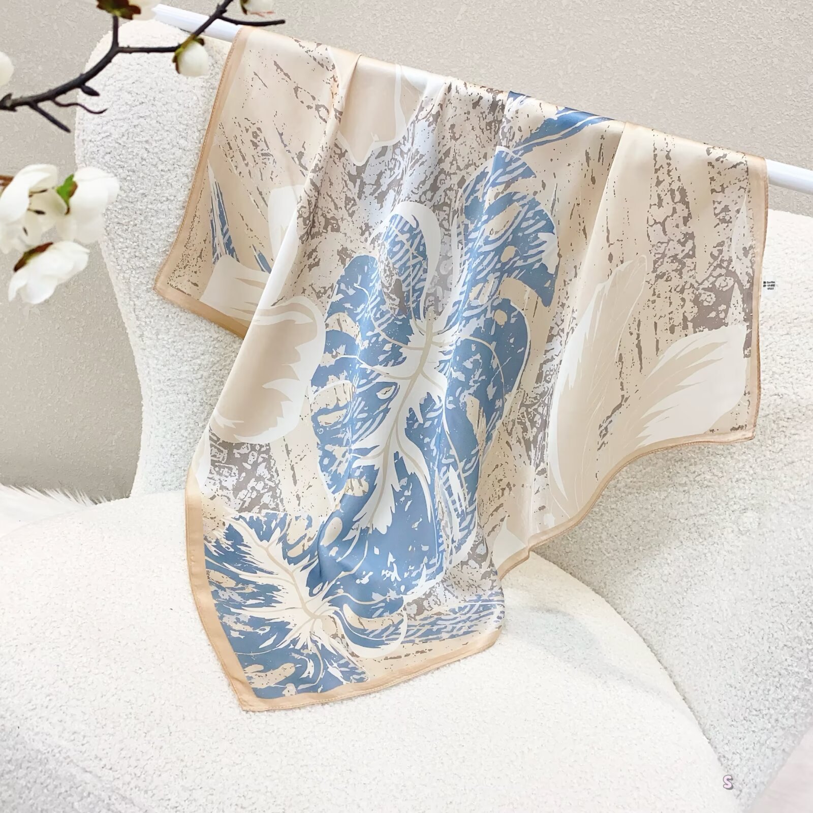 100% Real Silk Scarf Women Squ - Women'S Fashion Poncho 评论和价格