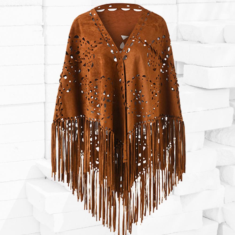 New In 2024 Solid Color Hollow - Women'S Fashion Poncho 评论和价格