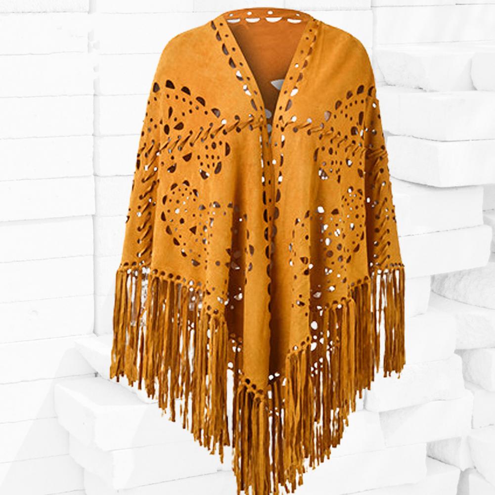 New In 2024 Solid Color Hollow - Women'S Fashion Poncho 评论和价格