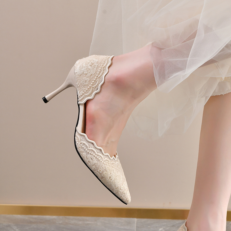 Lace Pointed Toe High Heels Wo - Women'S Fashion Footwear 评论和价格