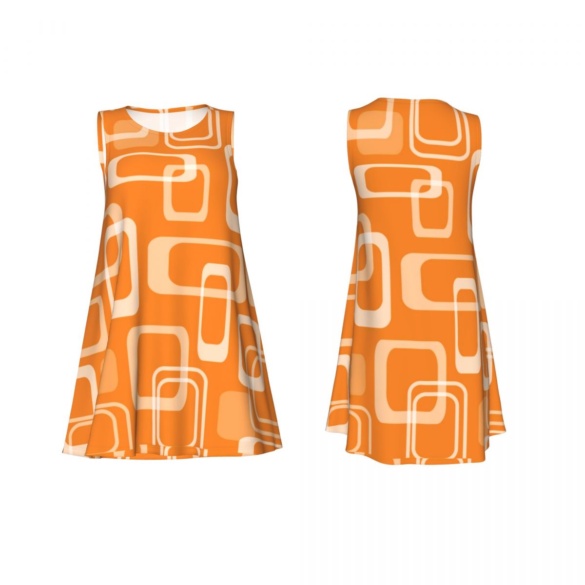 Orange Retro Mod Dress 60s Squ - Women'S Fashion In The 60S 评论和价格