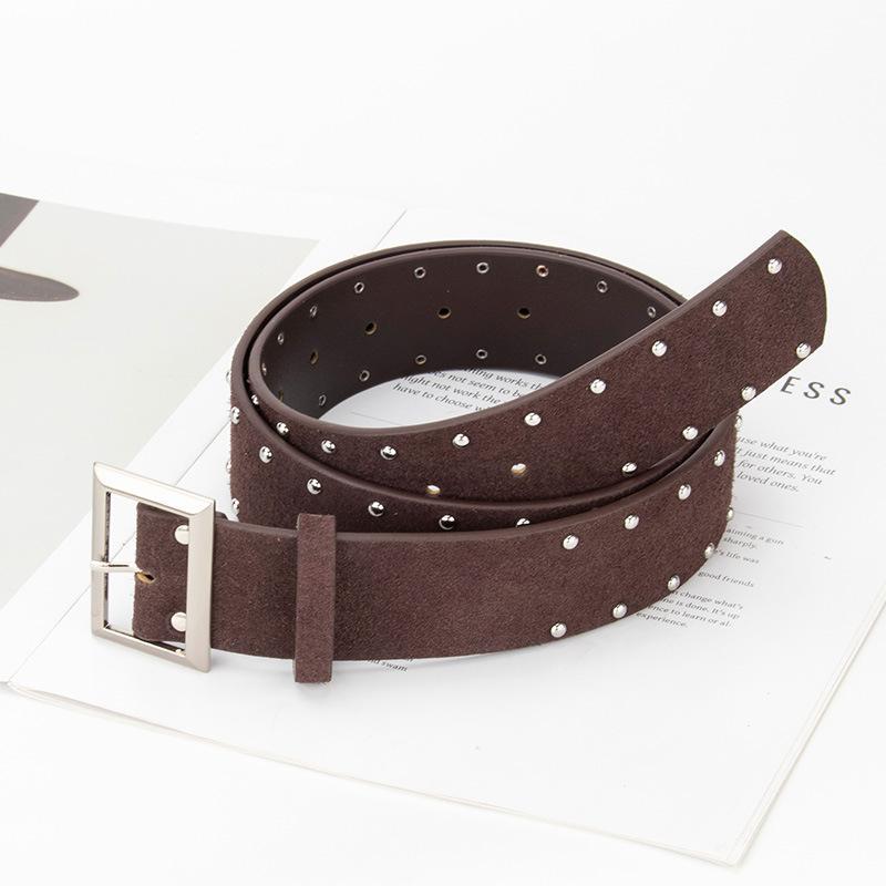 Vintage Suede Real Leather Wid - Women'S Real Y2K Fashion 评论和价格
