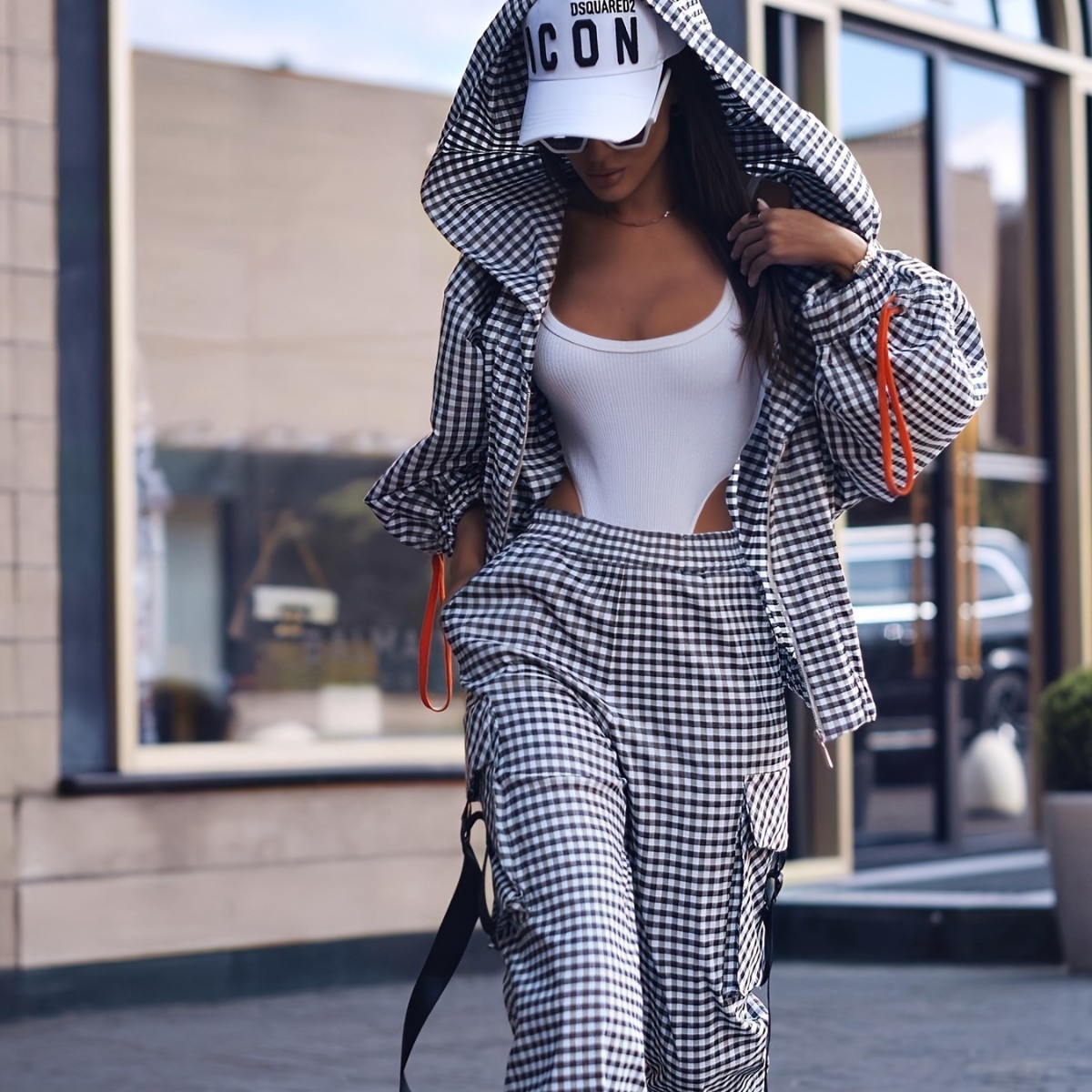 Spring Autumn Casual Plaid Pri - Women'S Fashion Zip Hoodie 评论和价格