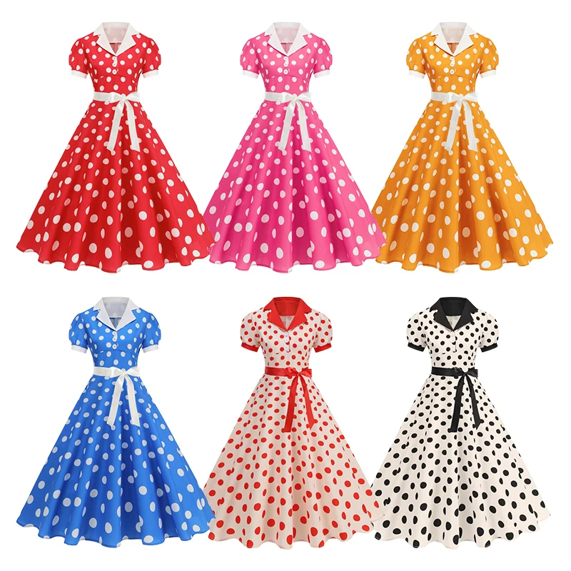 Vintage Polka Dot Summer Dress - Women'S Fashion In The 60S 评论和价格
