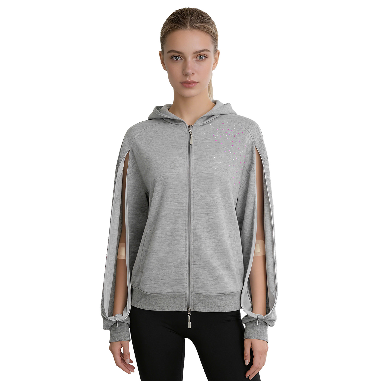 Ladies Full Zip Hoodie with Ar - Women'S Fashion Zip Hoodie 评论和价格