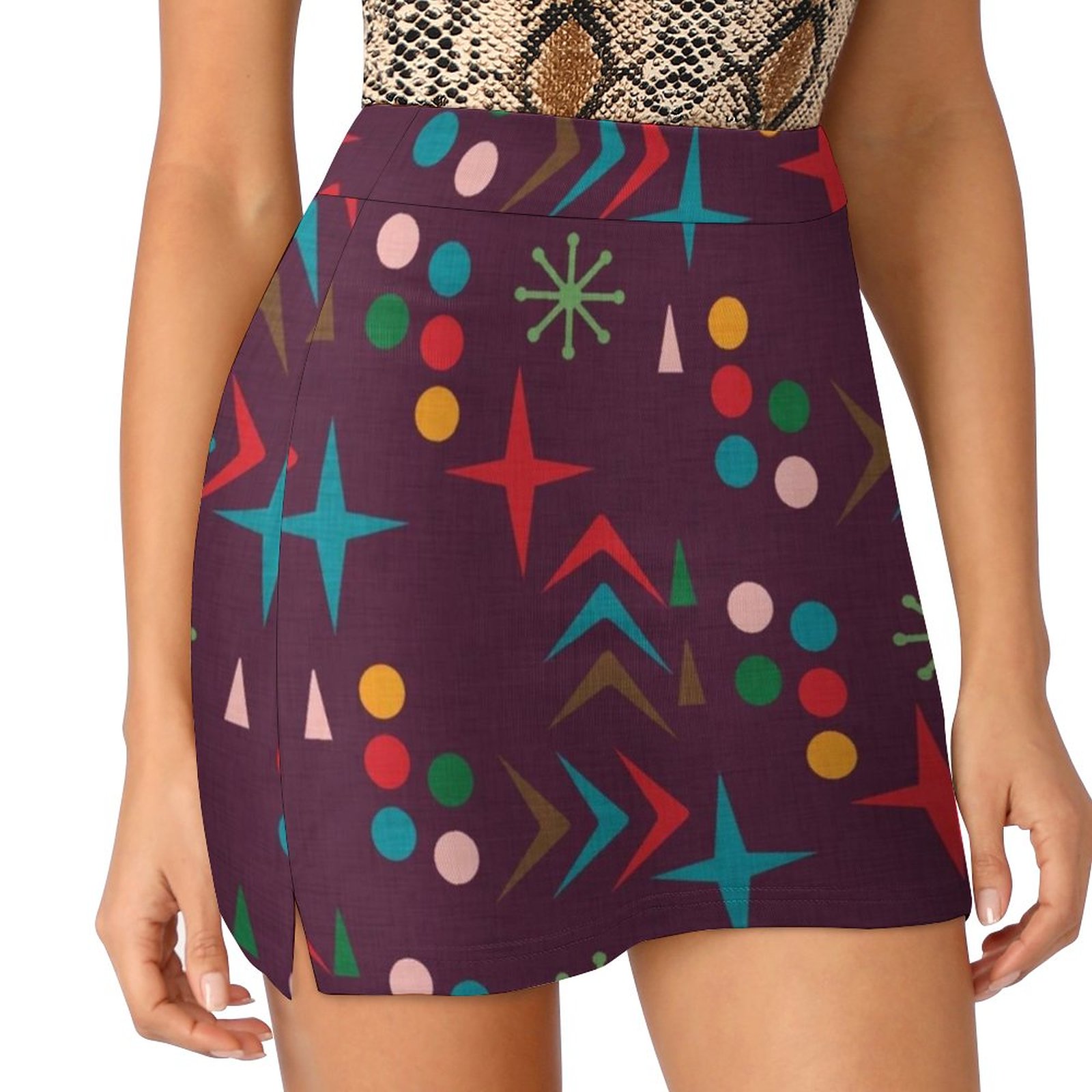 Atomic Pattern Purple Mid Cent - Women'S Fashion In The 60S 评论和价格