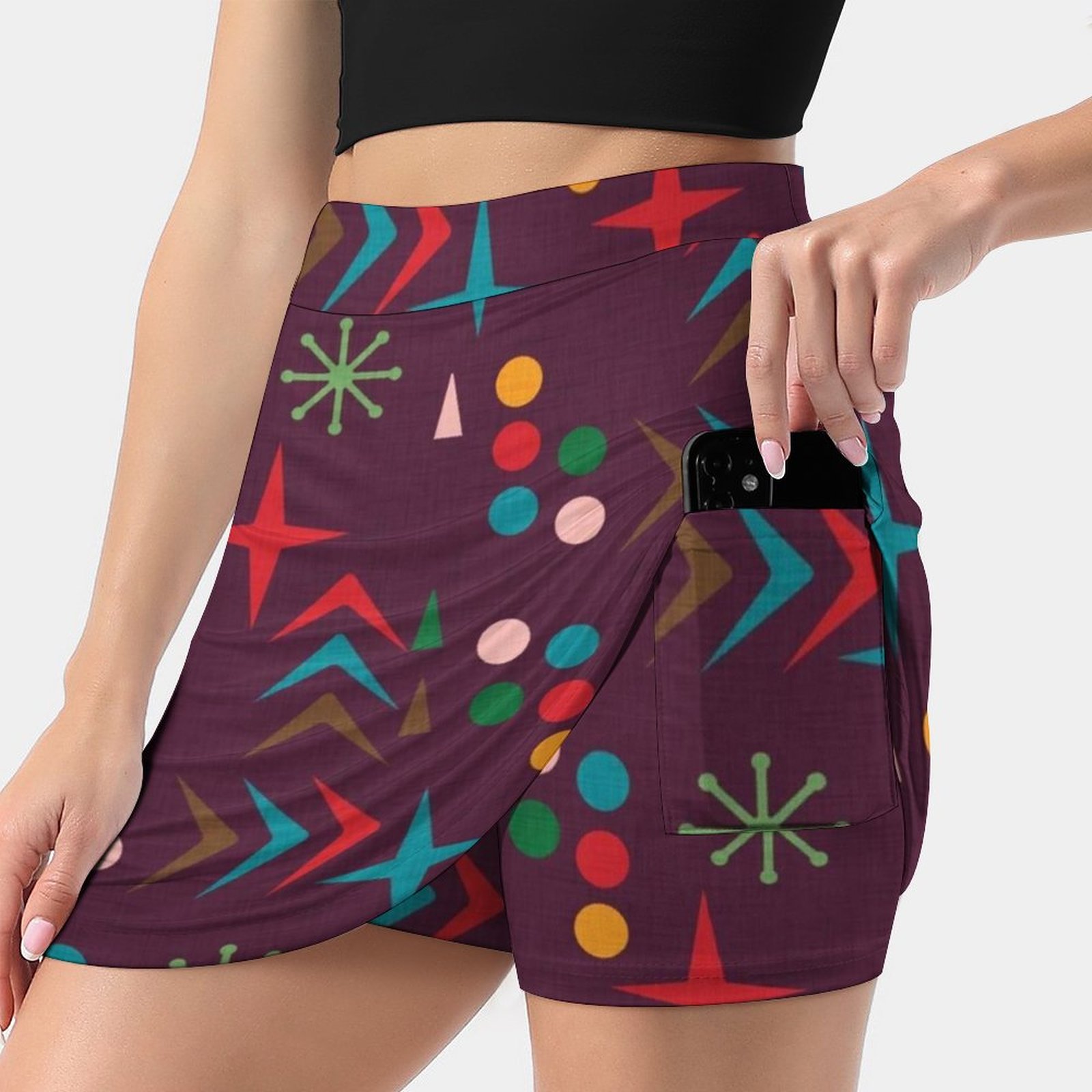 Atomic Pattern Purple Mid Cent - Women'S Fashion In The 60S 评论和价格