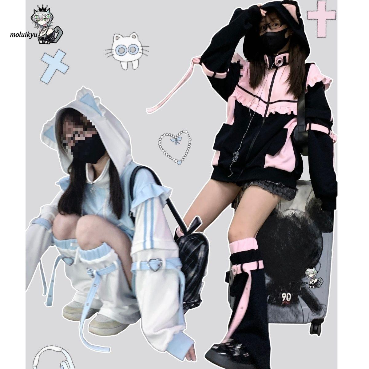 Y2K Kawaii Cat Ear Hoodie Wome - Women'S Fashion Zip Hoodie 评论和价格