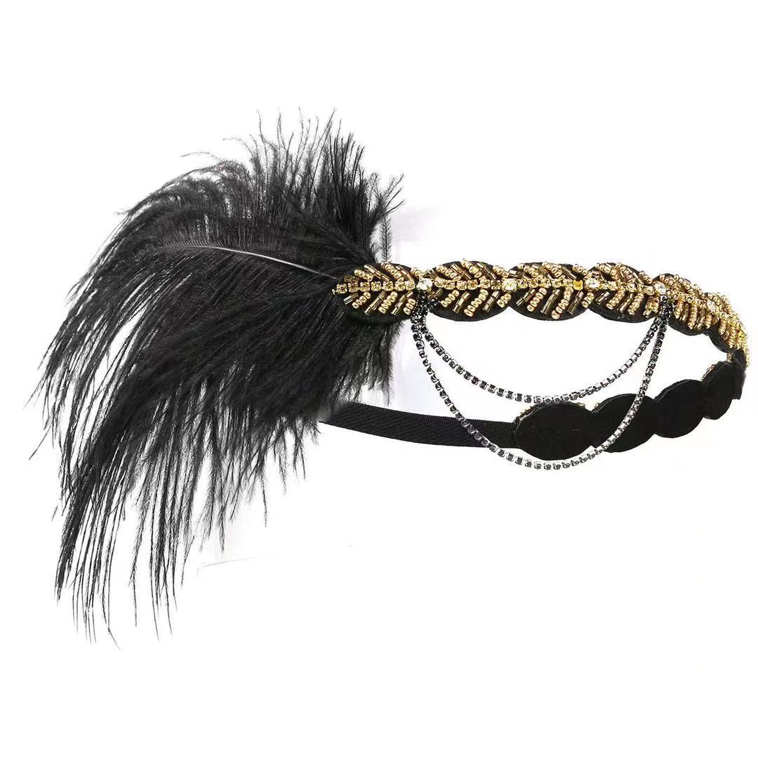 Peacock Feather Elastic Hair B - Women'S Fashion Of The 1920S 评论和价格